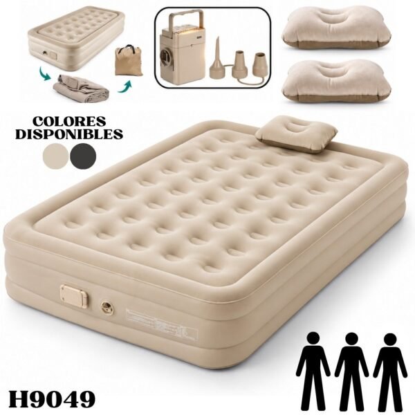 Colchon Inflable Con Bomba Integrada Con Almohada Colchoneta Para Acampar H9049