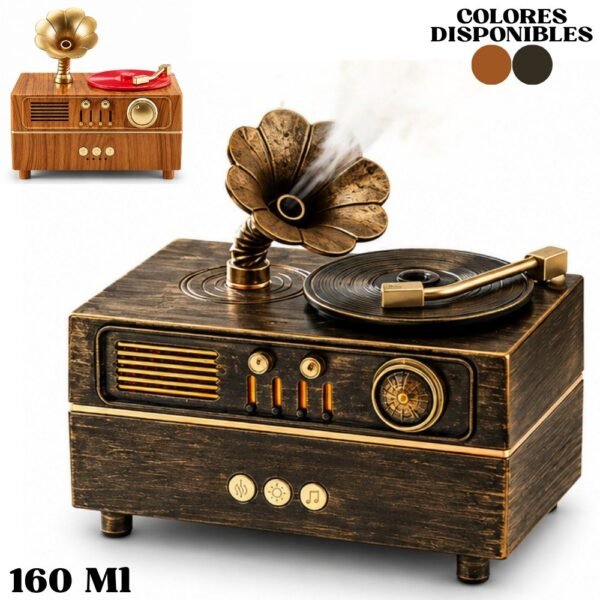 Humidificador Difusor De Aromas 160 Ml Radio Gramofono Retro