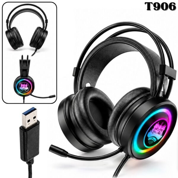 Diadema Alambrica Gamer T906 7.1 Iluminacion Rgb Audifonos Usb