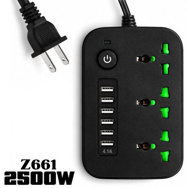 Multitoma De Corriente Con Puertos Usb Power Socket 2500w 4.1A Z661