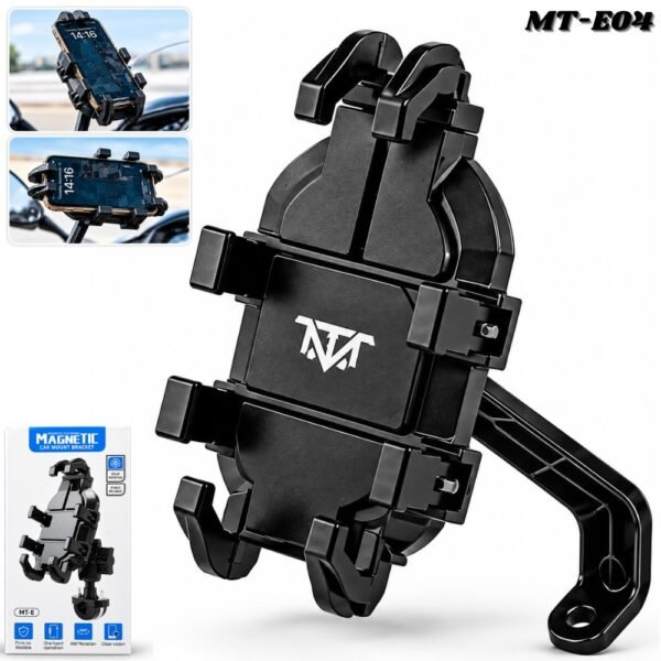 Holder Soporte Estuche Porta Celular Para Moto Retrovisor Base Metalica MT-E04