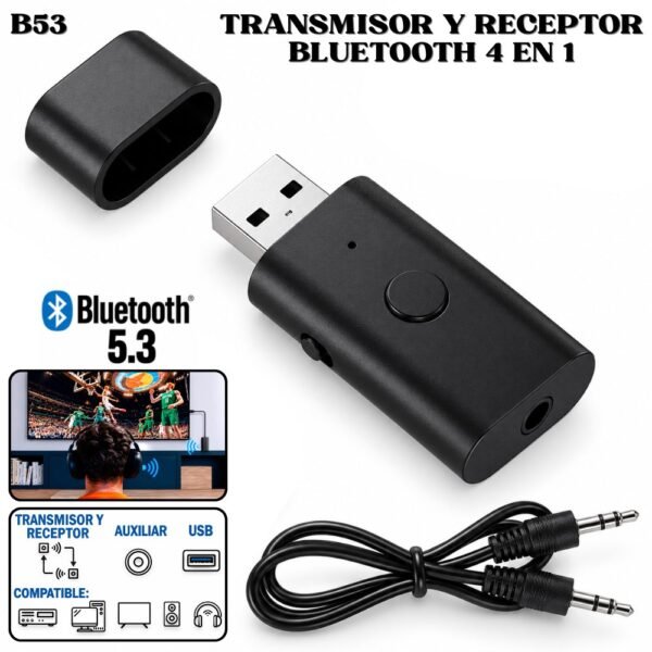 Adaptador Transmisor Y Receptor De Audio Bluetooth 4 En 1 B53