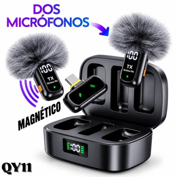 Microfono De Solapa Inalambrico QY11 Tipo C Recargable