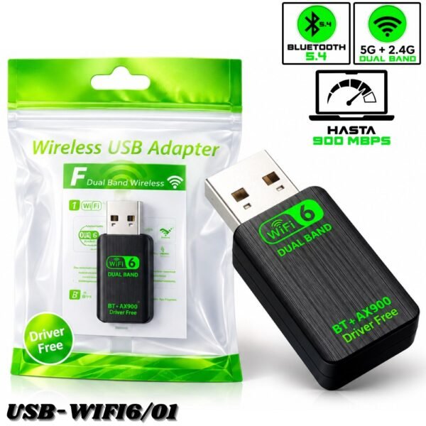 Adaptador Receptor Bluetooth Y Wifi Usb Inalambrico 900 Mbps