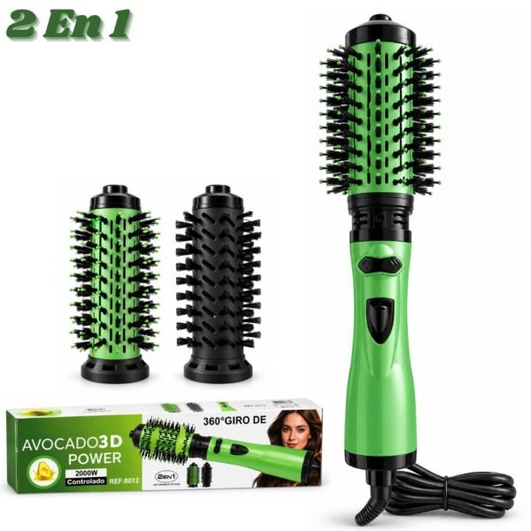 Cepillo Secador Cabezal Giratorio 2 En 1 Para Cabello Aguacate
