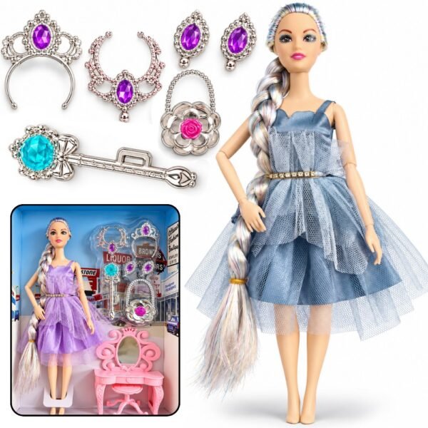 Juguete Muñeca Barbie Con Accesorios Y Tocador