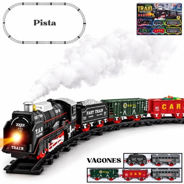Tren Electrico Decorativo Con Luces Sonido Y Efecto De Humo