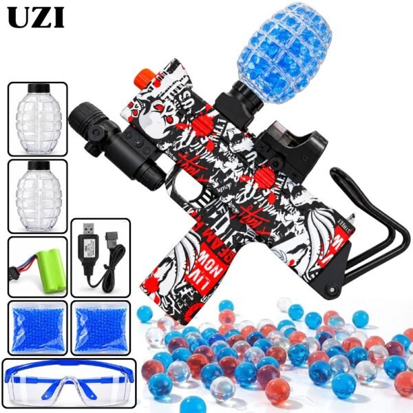 Juguete Pistola Electrica Hidrogel Con Bola De Gel Mini Uzi Roja