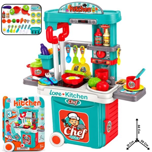 Juguete Set Maleta De Chef Infantil Cocina Armable 3 En 1