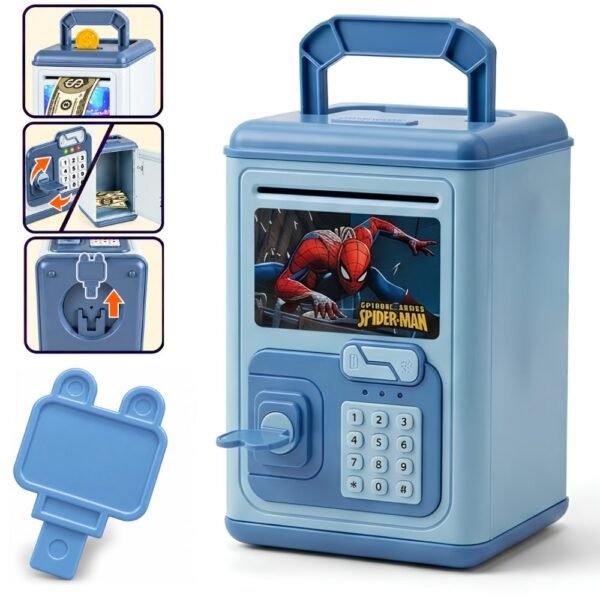 Alcancia Electronica Caja Fuerte Con Llave Spiderman