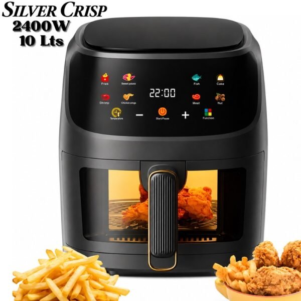 Freidora de Aire Silver Crisp Olla Air Fryer Digital Electrica 10 Litros Multifuncional