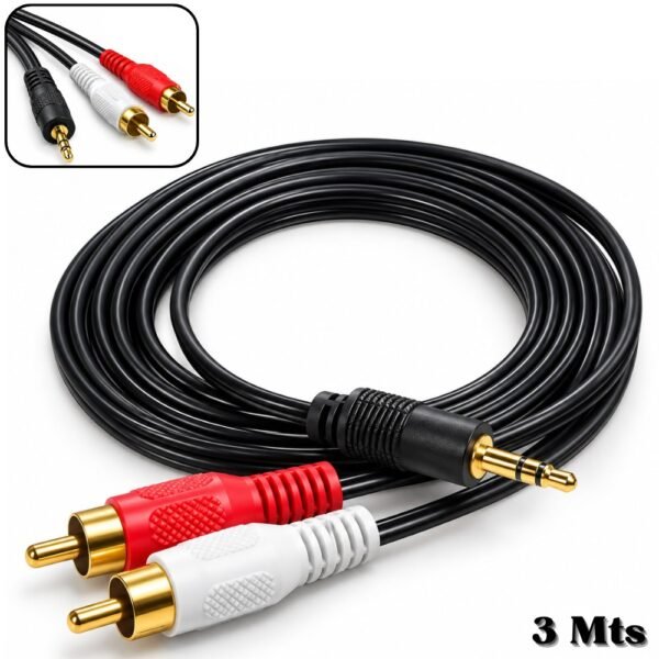Cable Adaptador De Audio Rca 2x1 3 Metros