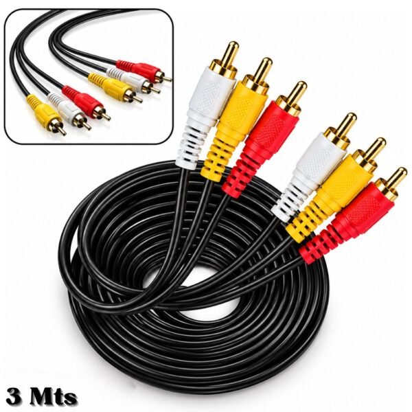 Cable Adaptador De Audio Y Video Rca 3x3 3 Metros