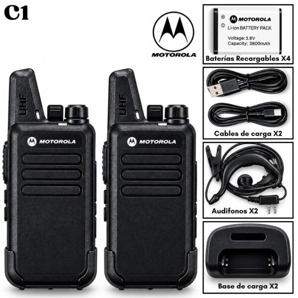 Radio De Comunicacion Walkie Talkie X2 Motorola C1 Recargable