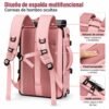 Bolso Morral Mochila De Viaje Portatil Tactico Multiuso Gran Capacidad Rosado