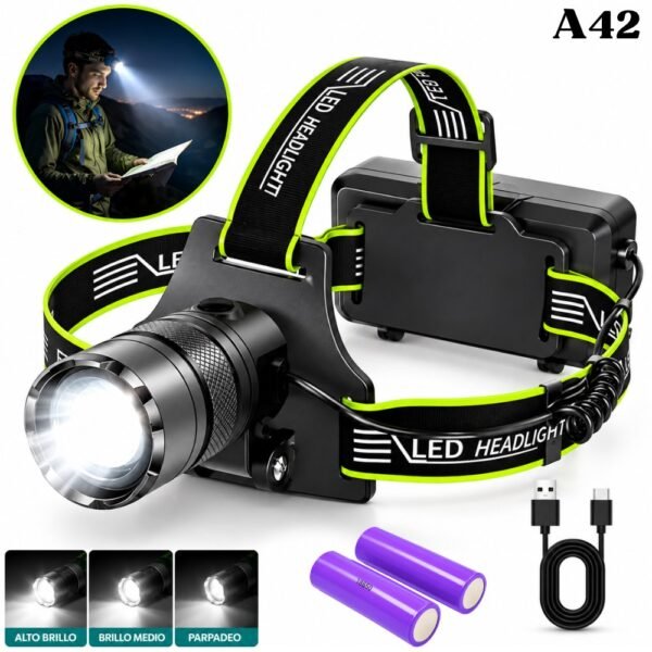 Linterna Minera Frontal Led Recargable A42
