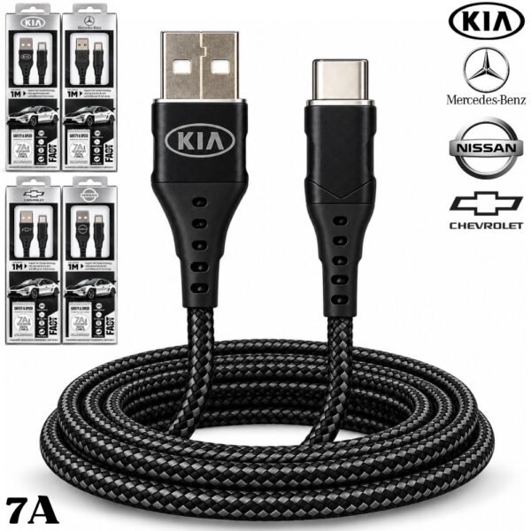 Cable Cargador Usb A Tipo C 7A Acordonado Multimarcas 1 Metro Carga Rapida