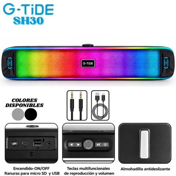 Barra De Sonido Inalambrica Bluetooth Recargable G-Tide SH30