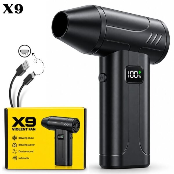 Soplador Ventilador Turbo Recargable Con Linterna X9