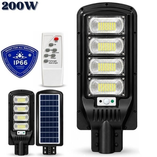 Lampara Solar Reflector Farola Con Panel Solar Para Exterior 200w
